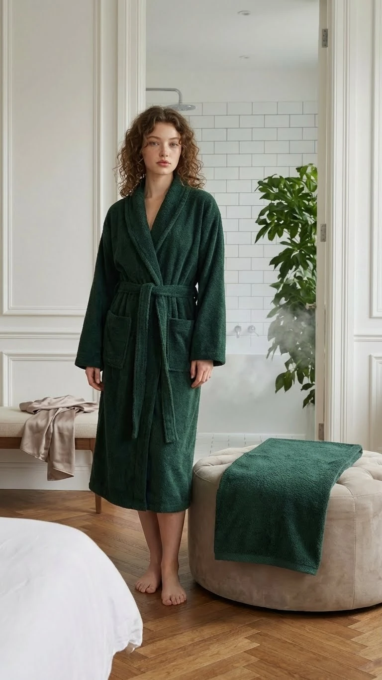 Shadowed Şalyaka Kadın Bornoz - Pine Grove