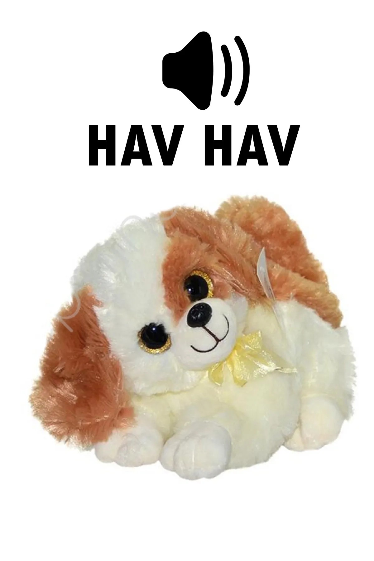 Havlayan Sesli Köpek Peluş Oyuncak- Krem 30 cm