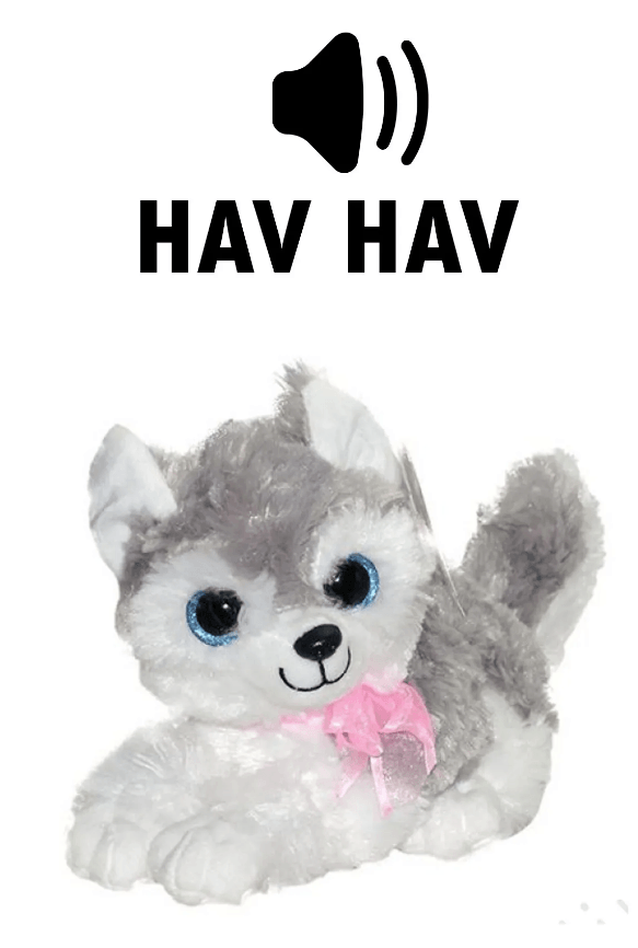 Havlayan Sesli Köpek Peluş Oyuncak 30 cm GRİ