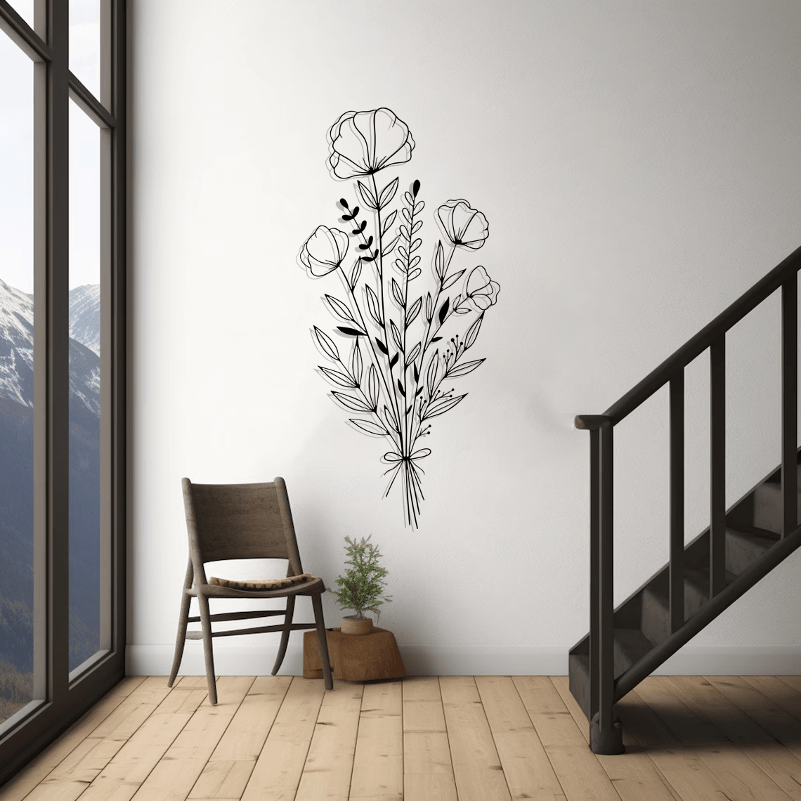 Floral Silhouette Metal Wall Art