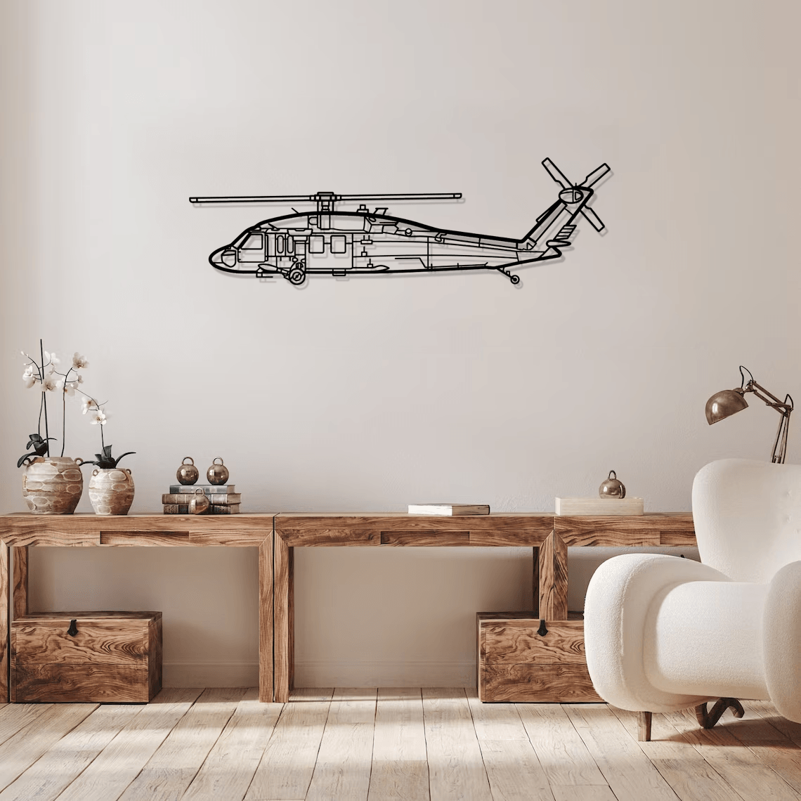 UH-60 Black Hawk Silhouette Metal Wall Art