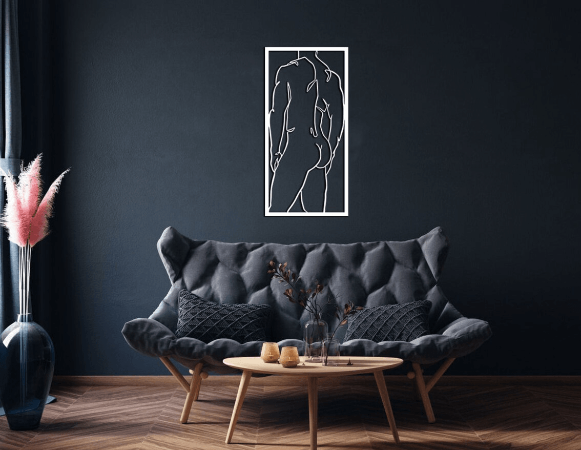 Nude Man Body Silhouette Metal Wall Art