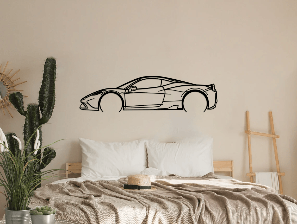 458 Speciale Silhouette Metal Wall Art