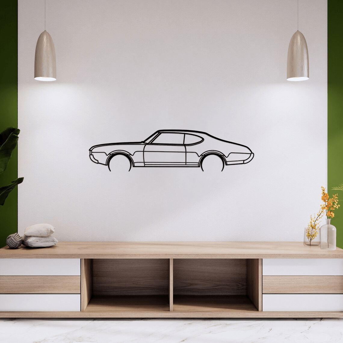 442 Holiday Coupe 1969 Silhouette Metal Wall Art