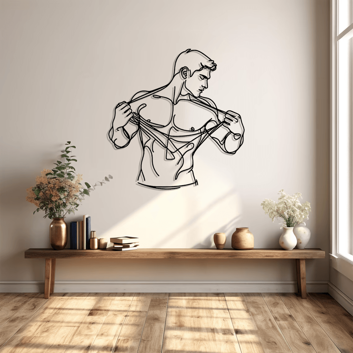 Nude Man Body Silhouette Metal Wall Art