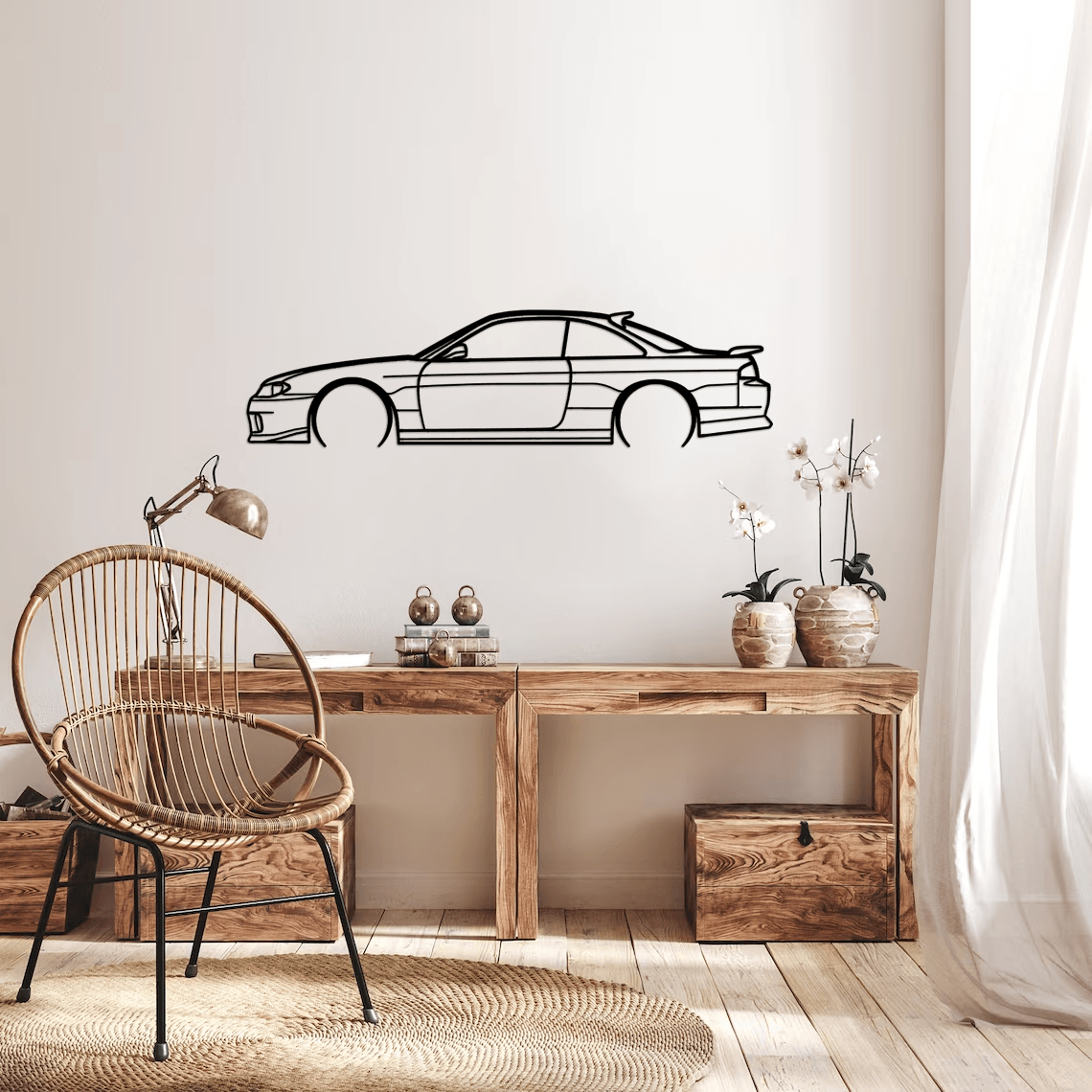 240sx s14.5 Detailed Silhouette Metal Wall Art