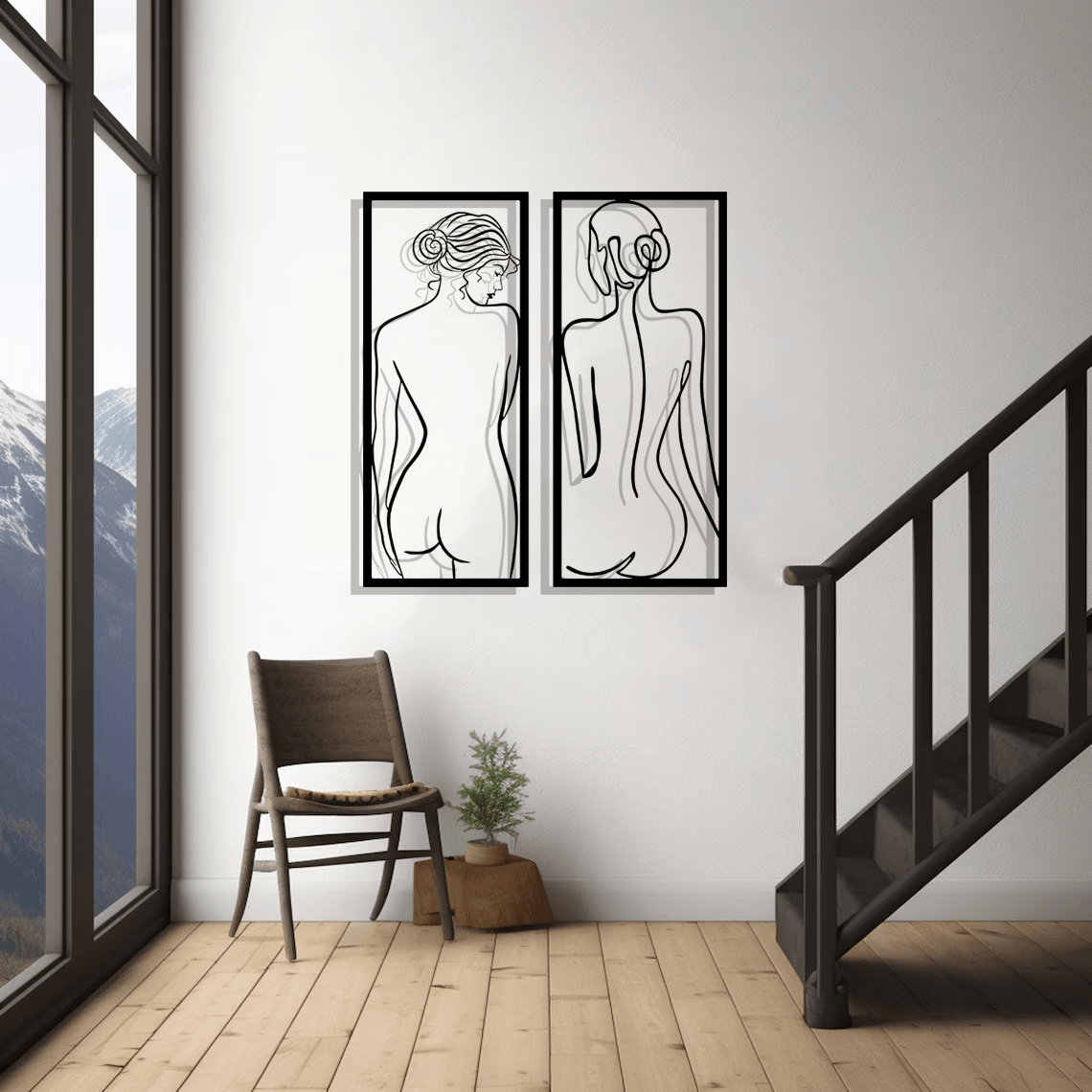 Nude Woman Body Silhouette Metal Wall Art Set