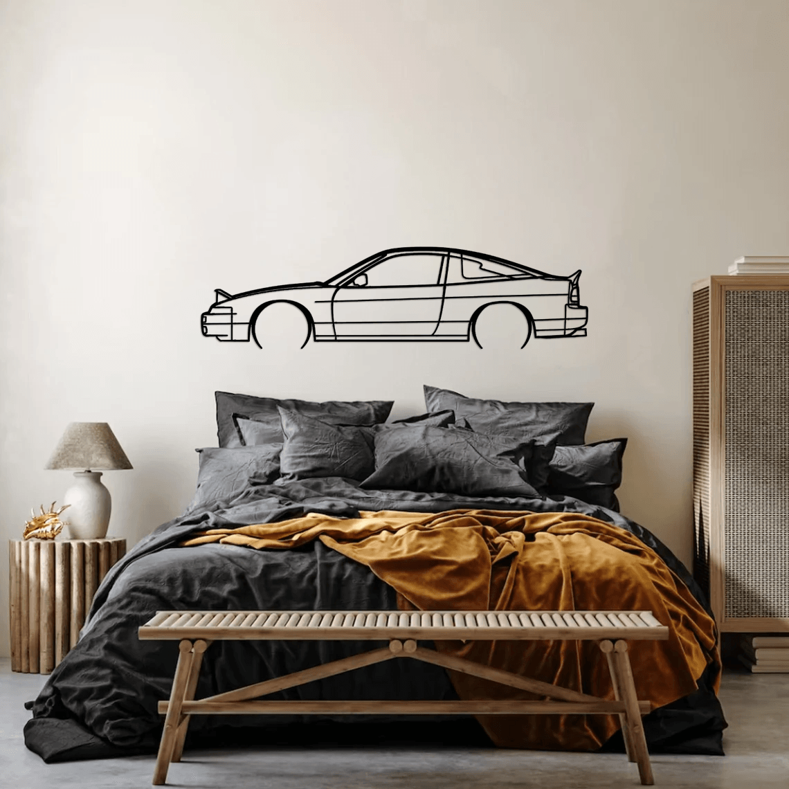 240SX S13 1991 Detailed Silhouette Metal Wall Art