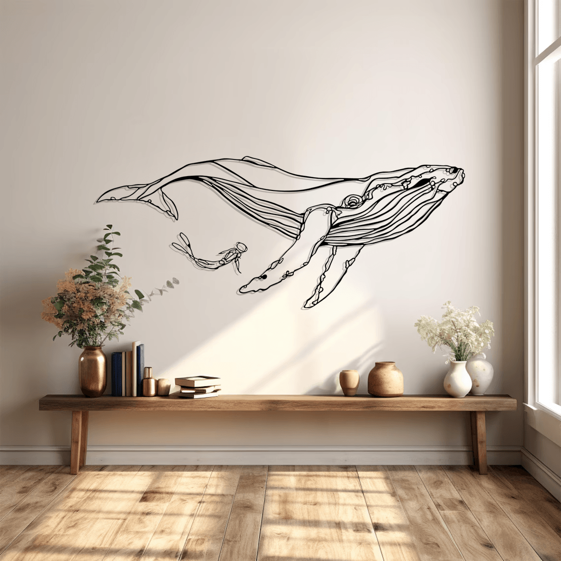 Whale Silhouette Metal Wall Art