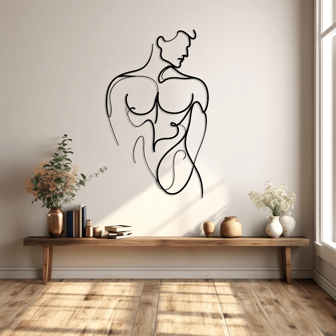 Minimalist Man Body Silhouette Metal Wall Art