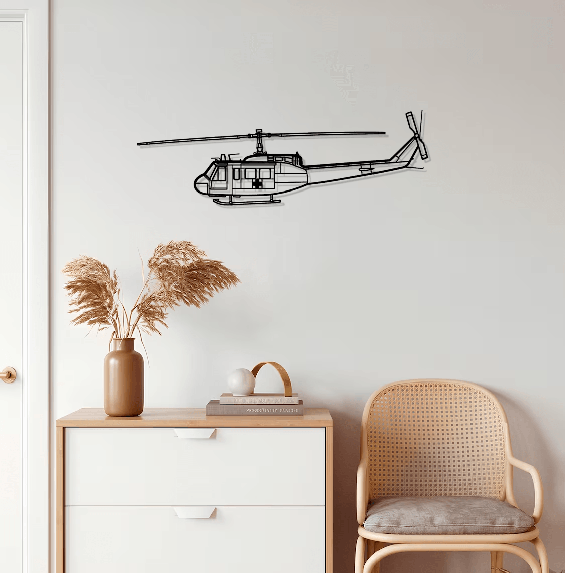 UH-1 Iroquois Huey 1970 Silhouette Metal Wall Art