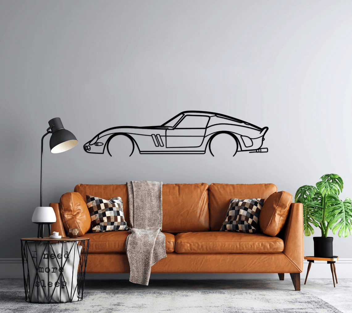 250 GTO 1965 Detailed Silhouette Metal Wall Art