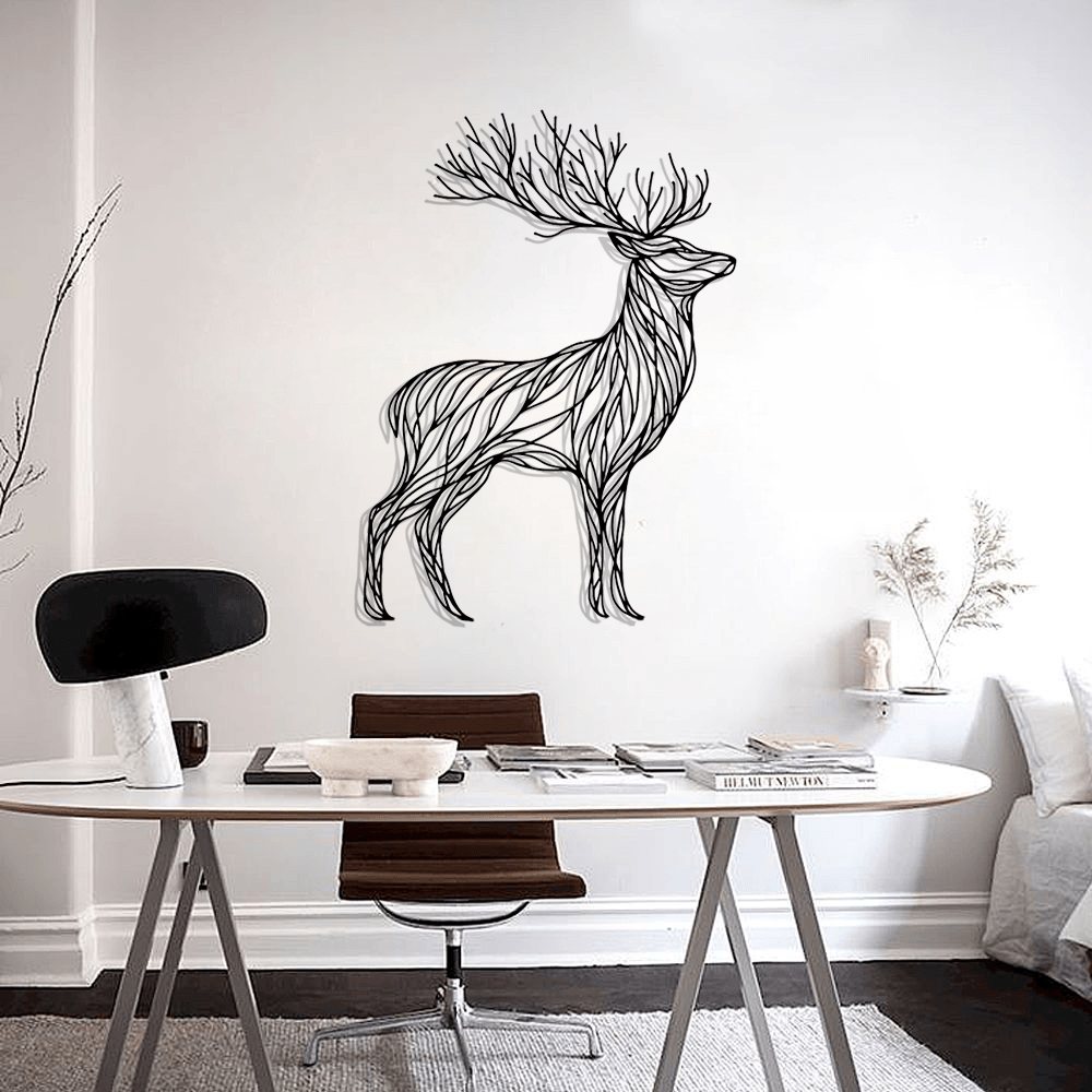 Tree-Deer Silhouette Metal Wall Art