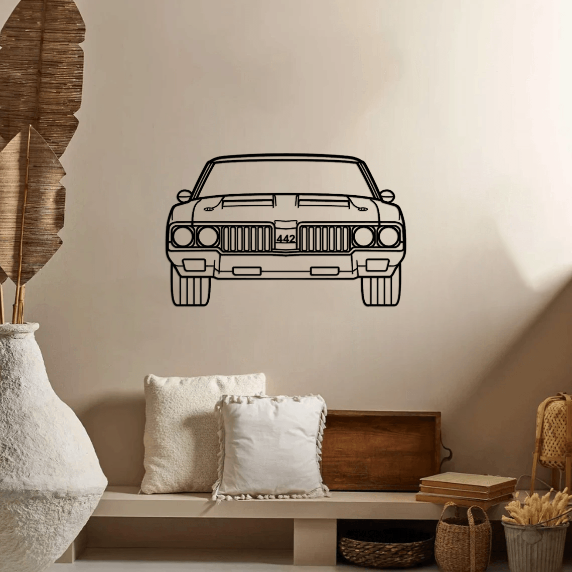 442 1970 Front Silhouette Metal Wall Art