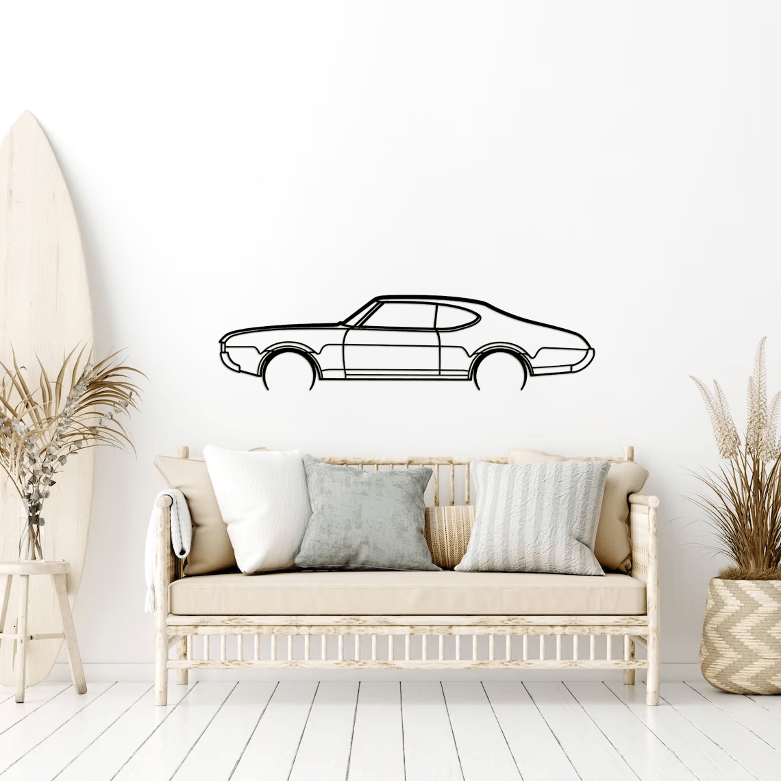 442 Holiday Coupe 1969 Silhouette Metal Wall Art