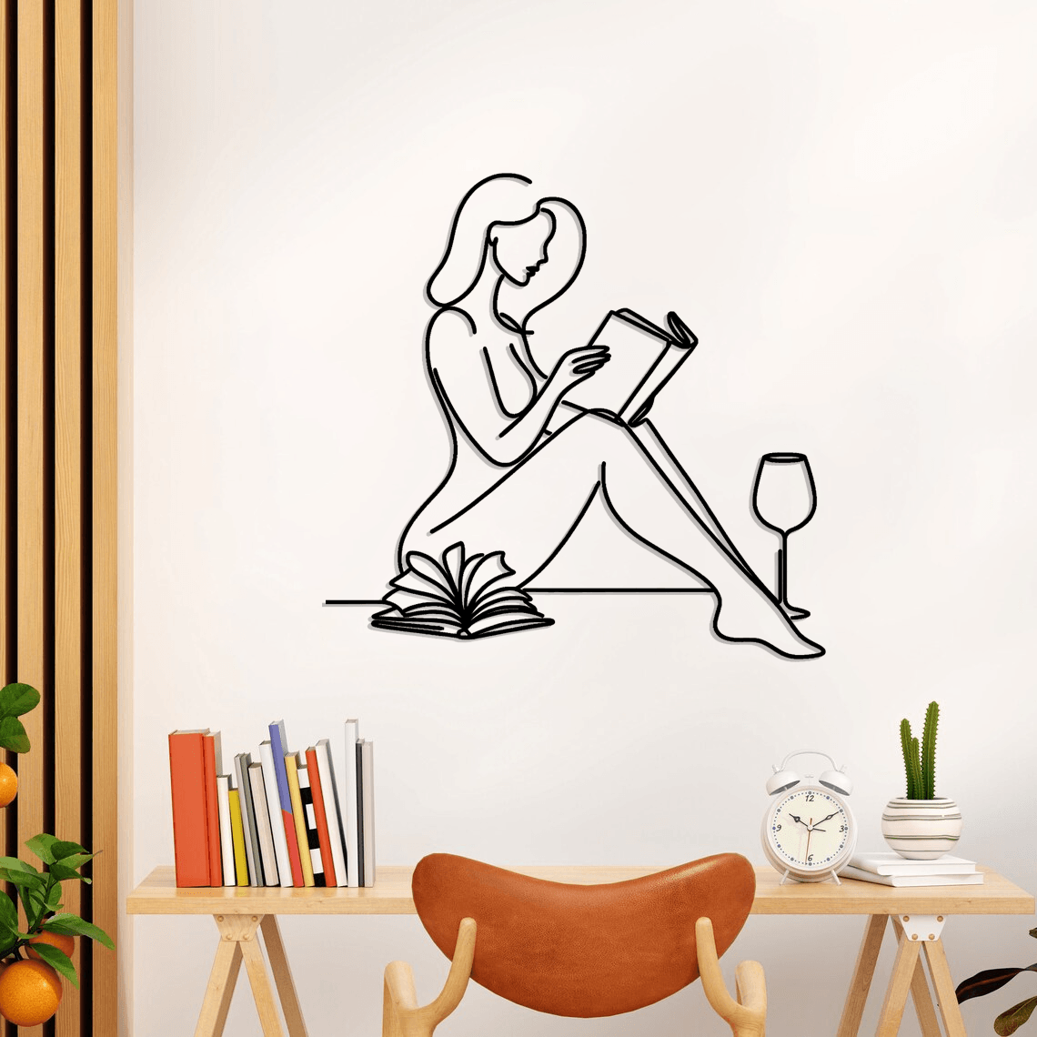 Woman With Book Silhouette Metal Wall Art Set