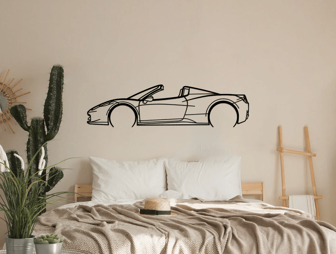 458 Spider 2015 cabrio Silhouette Metal Wall Art