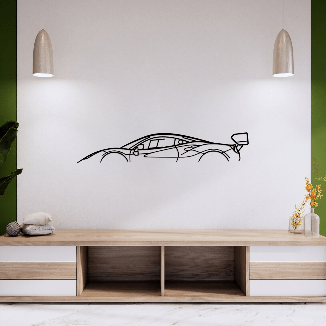 488 Challenge EVO 2021 Classic Silhouette Metal Wall Art