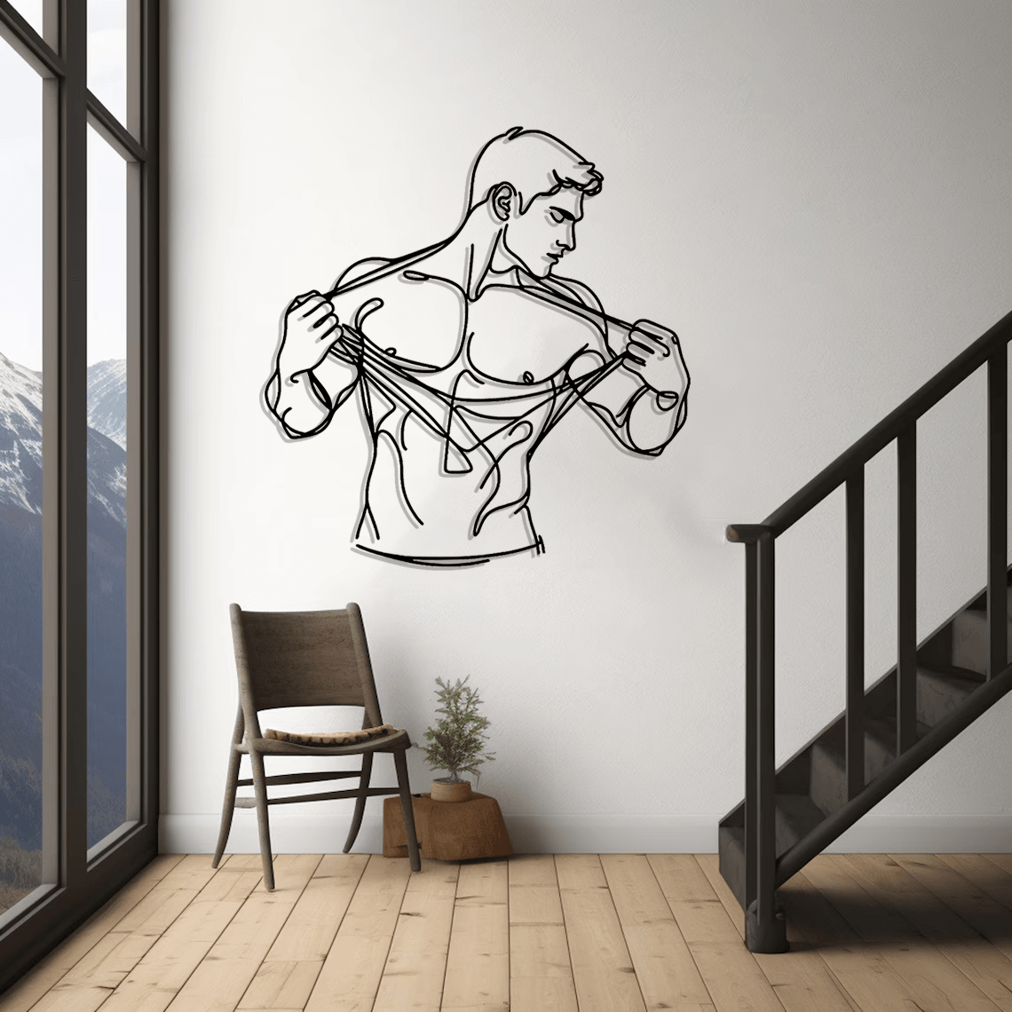 Nude Man Body Silhouette Metal Wall Art