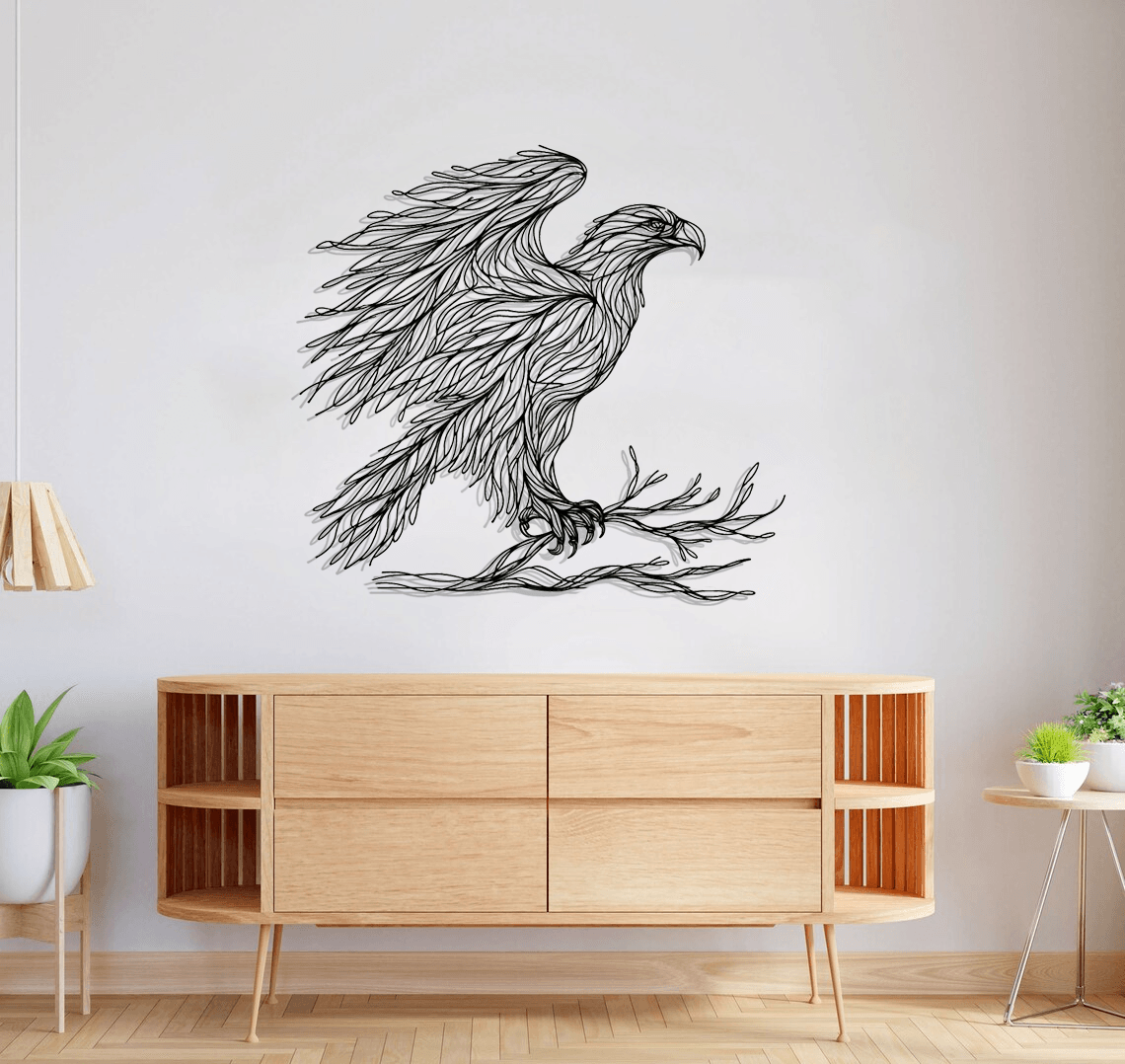 Tree Eagle Silhouette Metal Wall Art