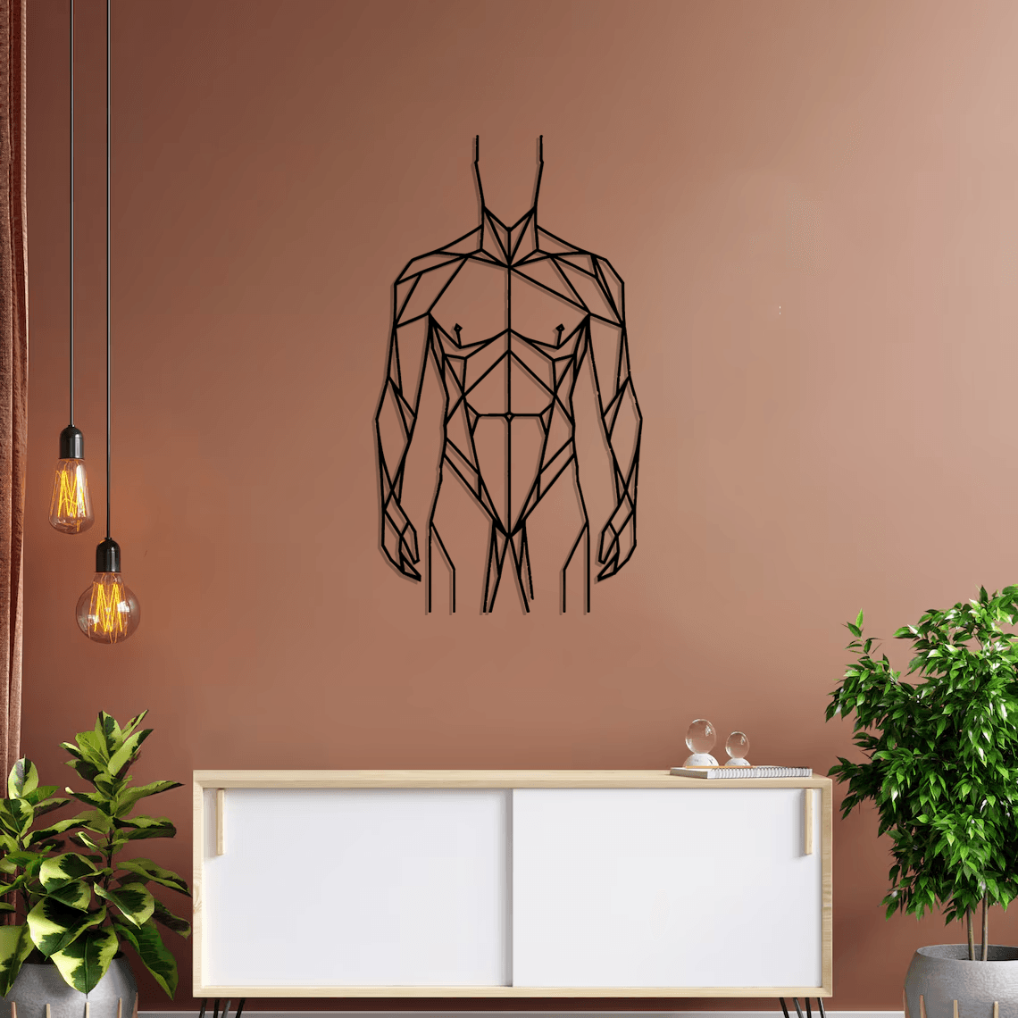 Geometric Male Body Silhouette Metal Wall Art