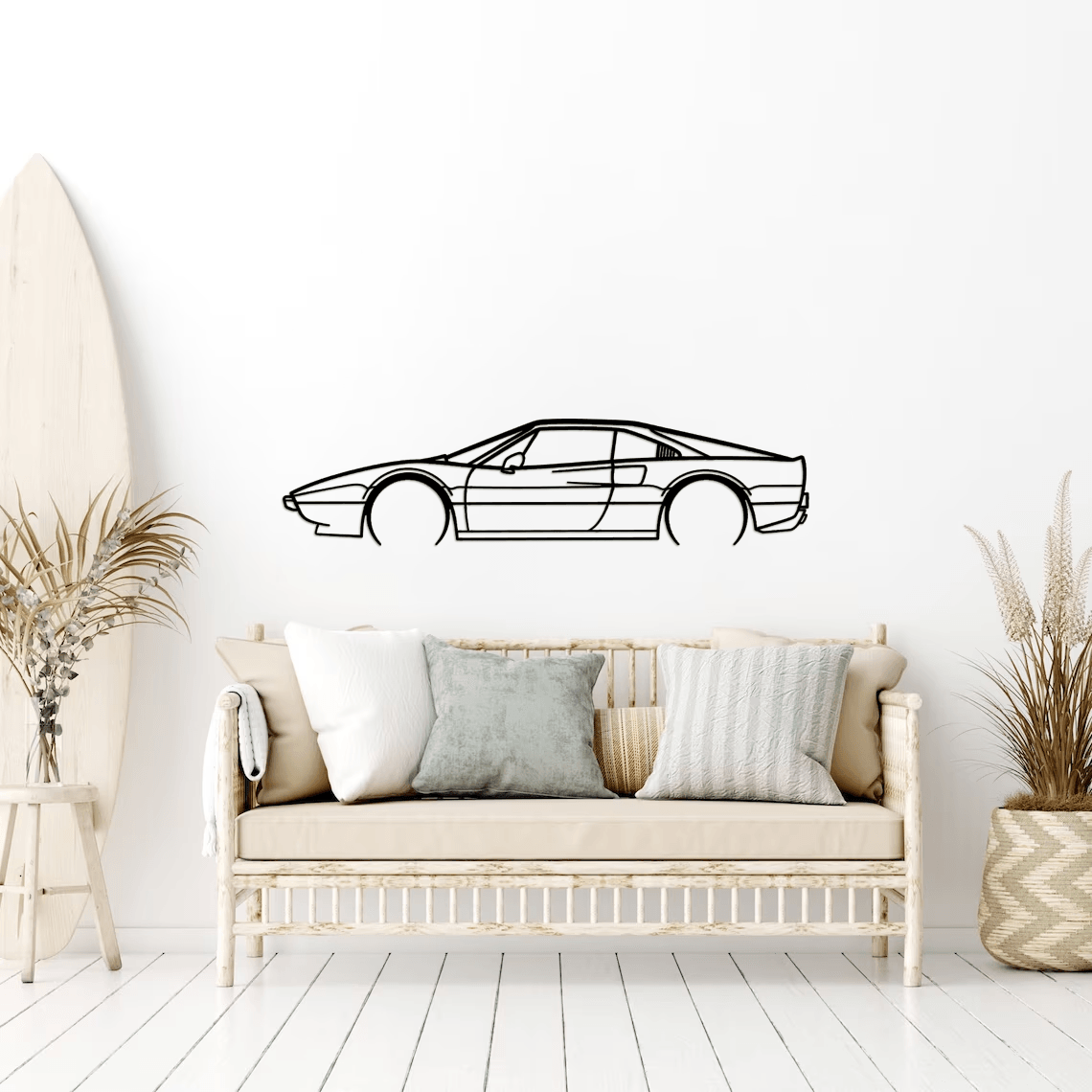 308 GTB 1978 Detailed Silhouette Metal Wall Art