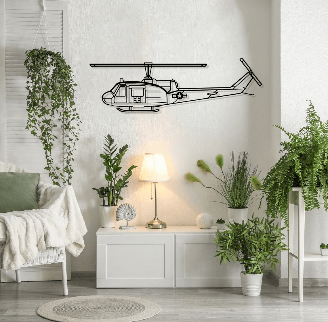 UH-1-Med Huey Silhouette Metal Wall Art