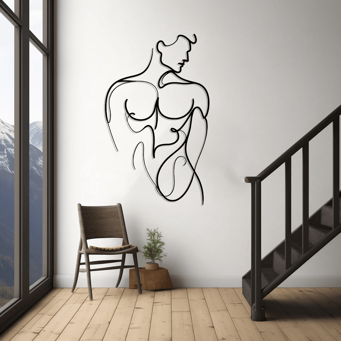 Minimalist Man Body Silhouette Metal Wall Art