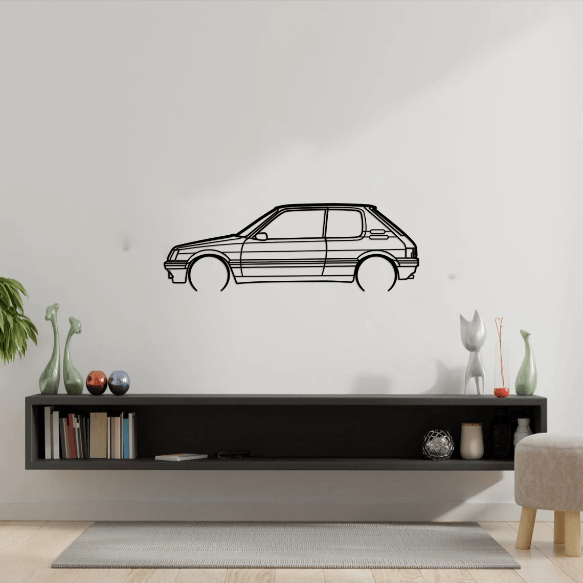 205 GTI Detailed Silhouette Metal Wall Art