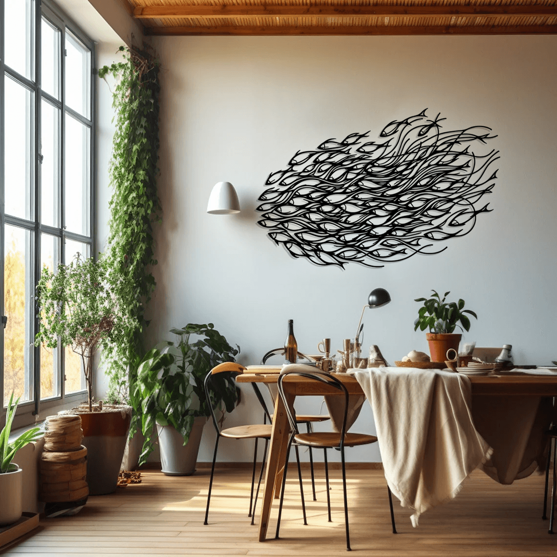 Fish Family Silhouette Metal Wall Art