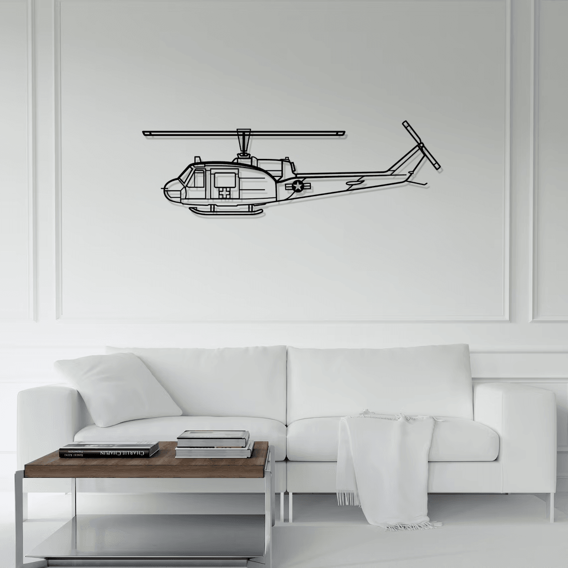 UH-1-Med Huey Silhouette Metal Wall Art