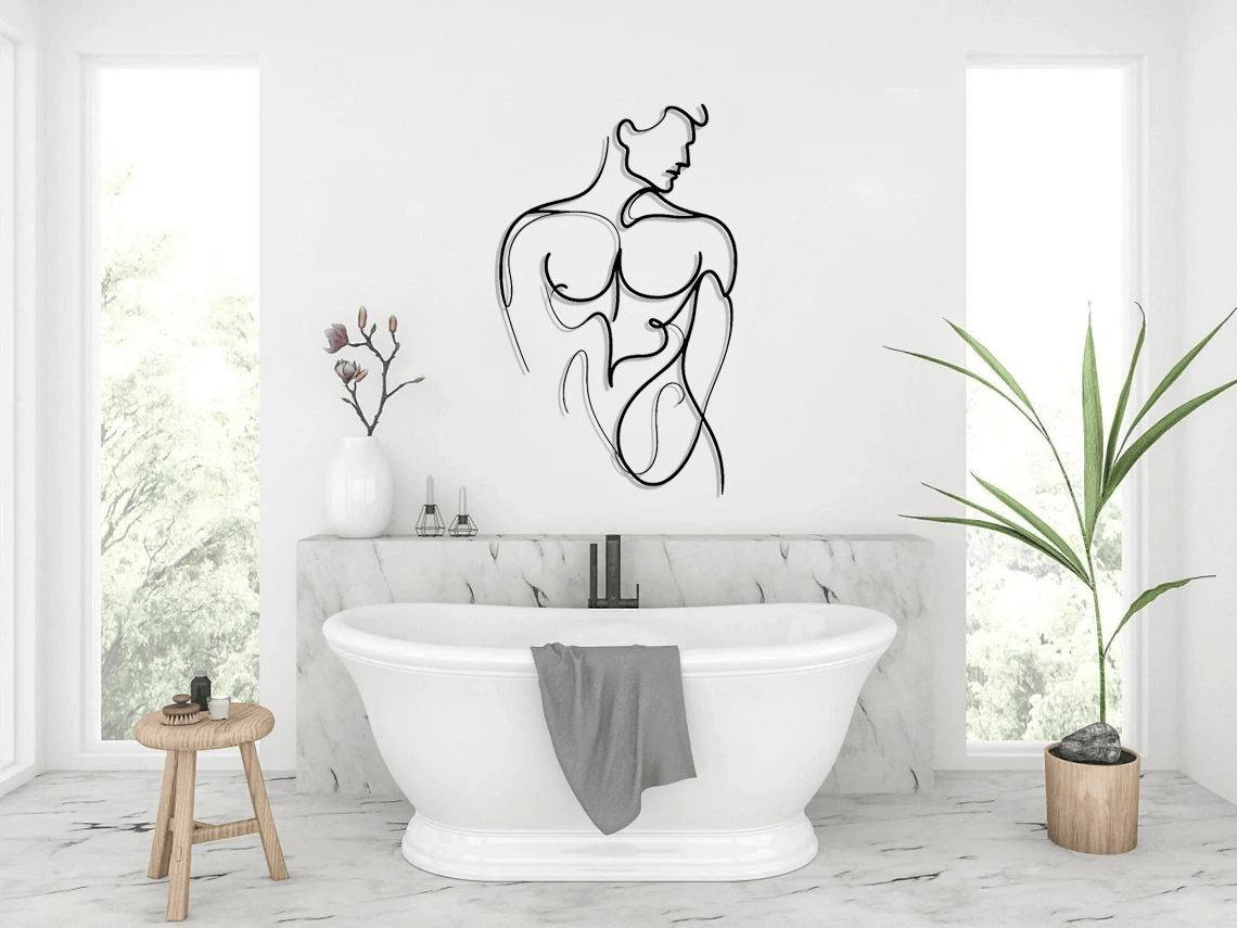 Minimalist Man Body Silhouette Metal Wall Art