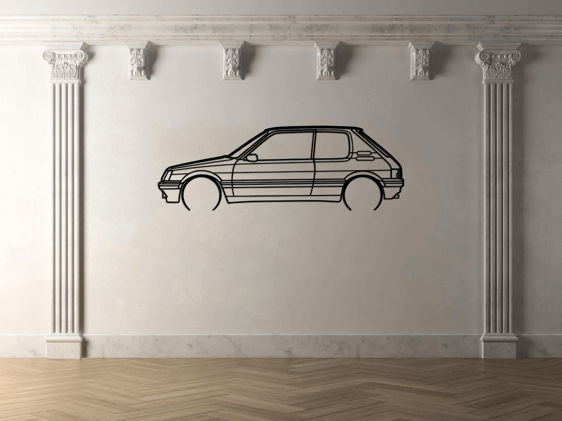 205 GTI Detailed Silhouette Metal Wall Art