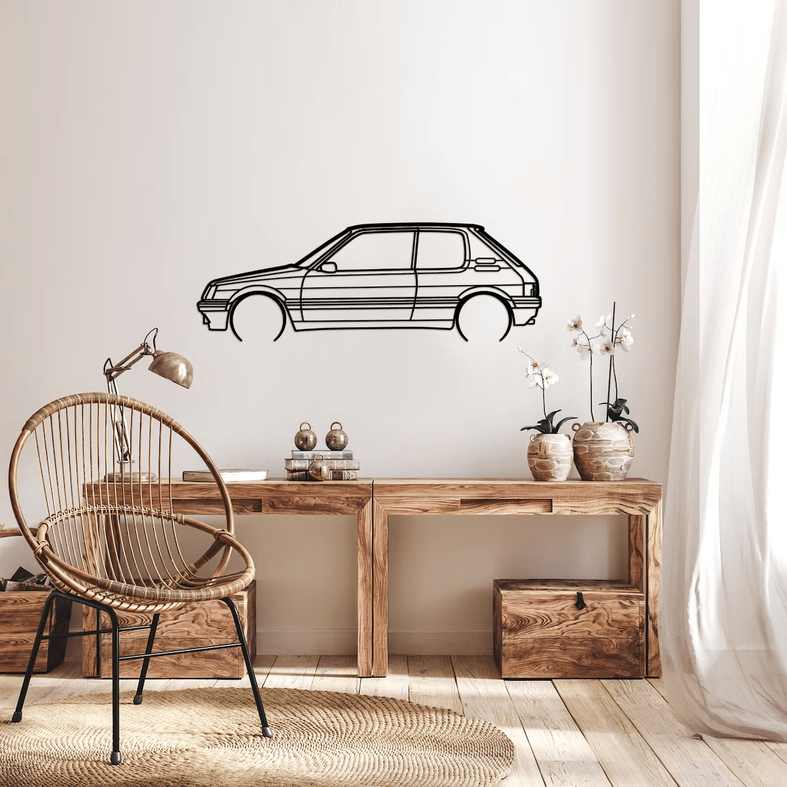 205 GTI Detailed Silhouette Metal Wall Art