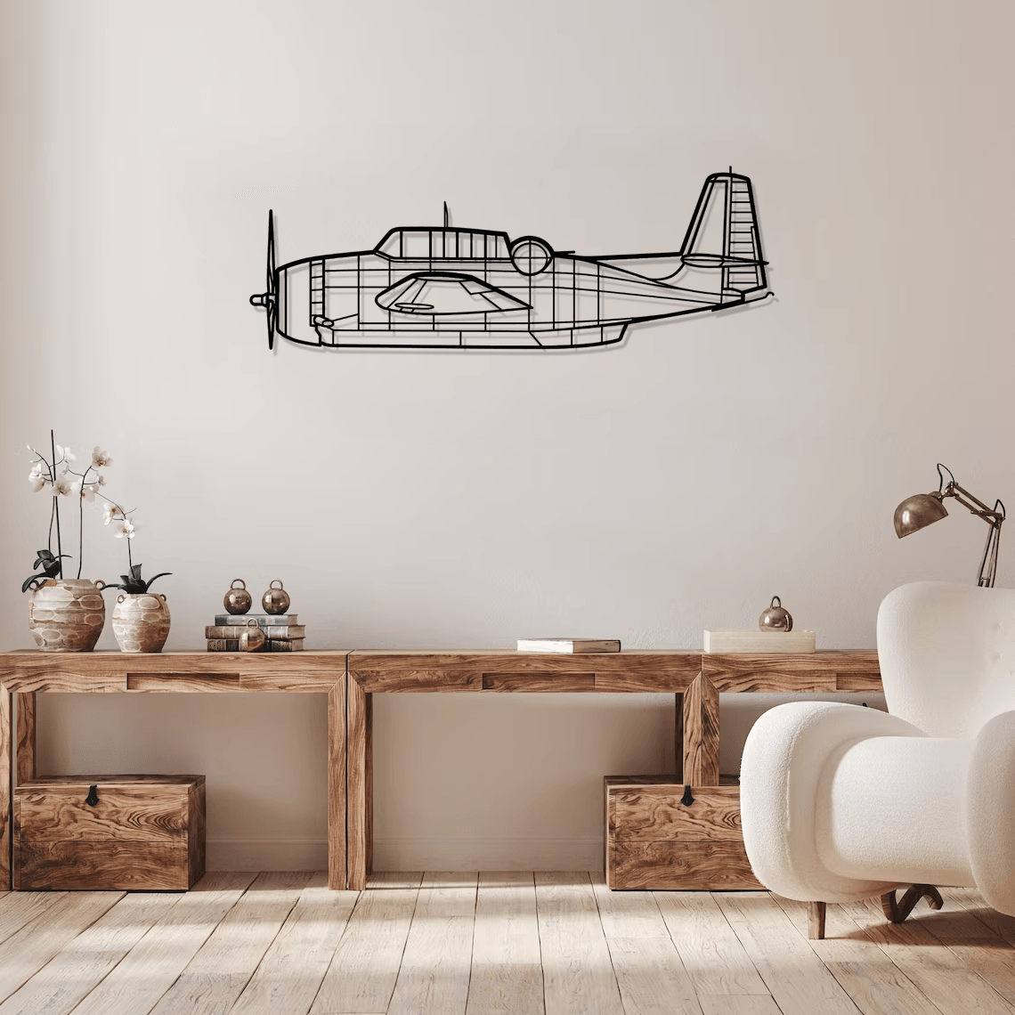 TBM-3N Avenger Silhouette Metal Wall Art