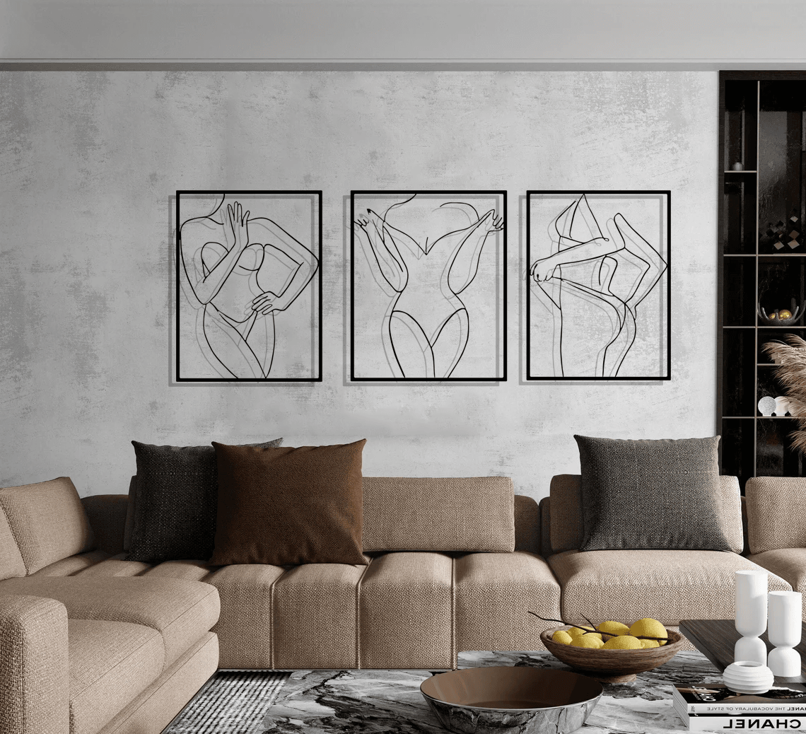 Erotic Woman Silhouette Metal Wall Art Set