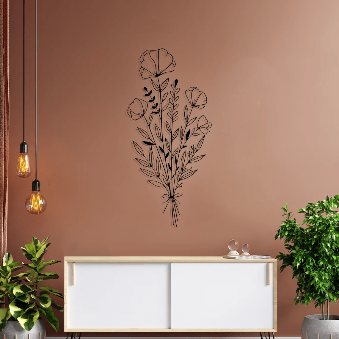 Floral Silhouette Metal Wall Art