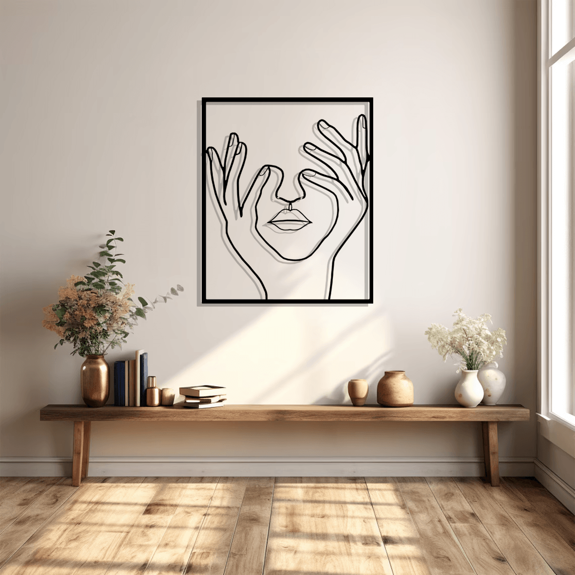 Minimal Woman Face Silhouette Metal Wall Art