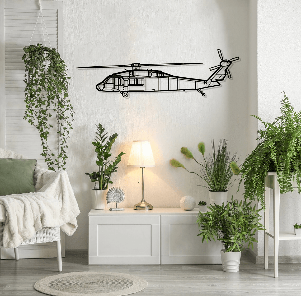 UH-60L Black Hawk Silhouette Metal Wall Art