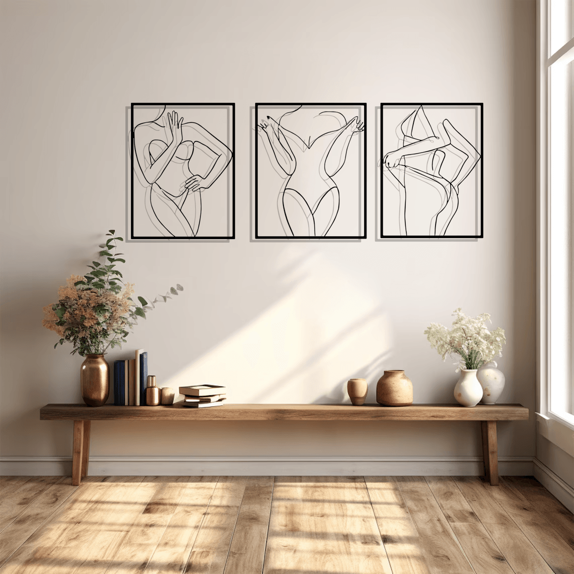 Erotic Woman Silhouette Metal Wall Art Set