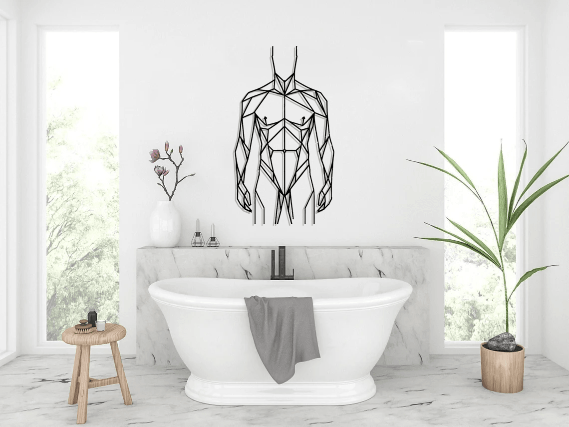 Geometric Male Body Silhouette Metal Wall Art