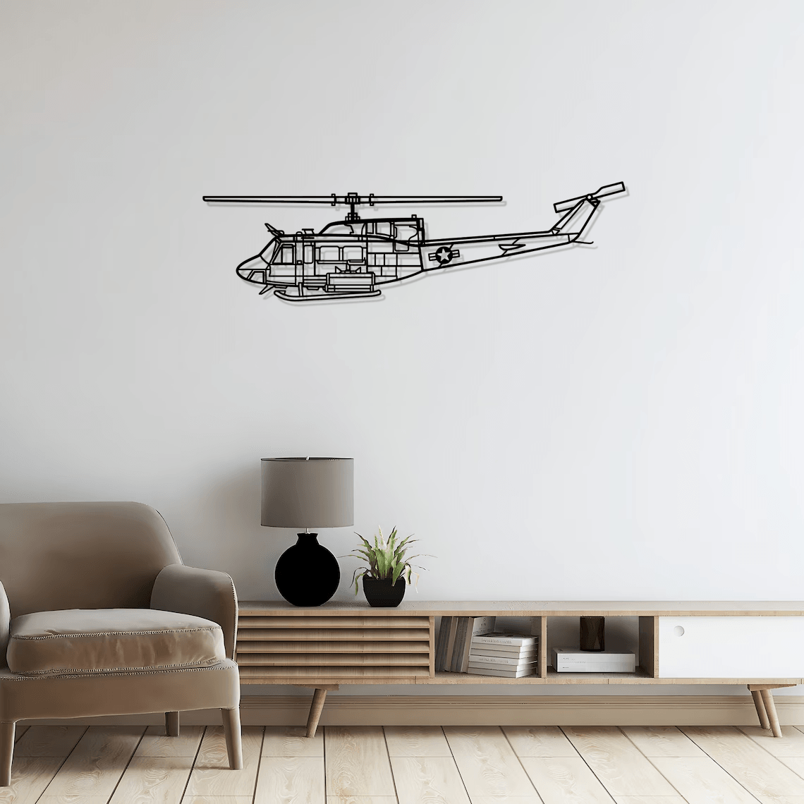 UH-1N Huey Silhouette Metal Wall Art