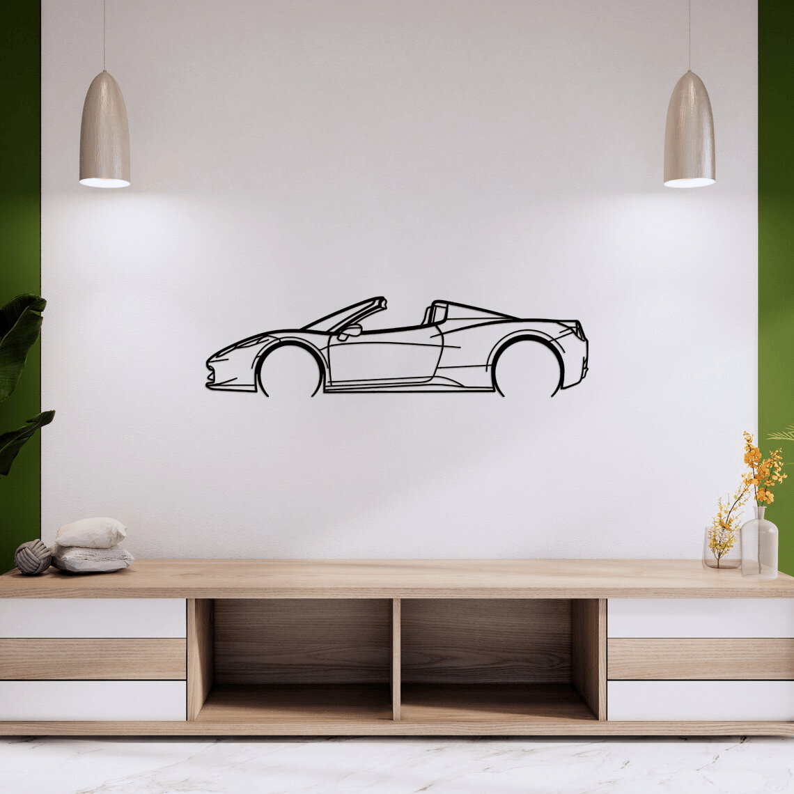 458 Spider 2015 cabrio Silhouette Metal Wall Art