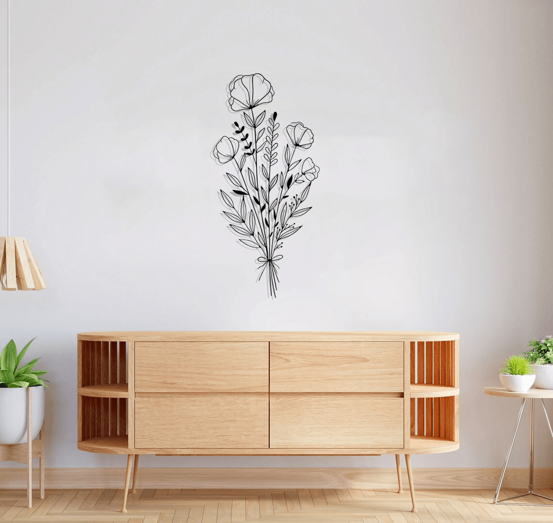 Floral Silhouette Metal Wall Art