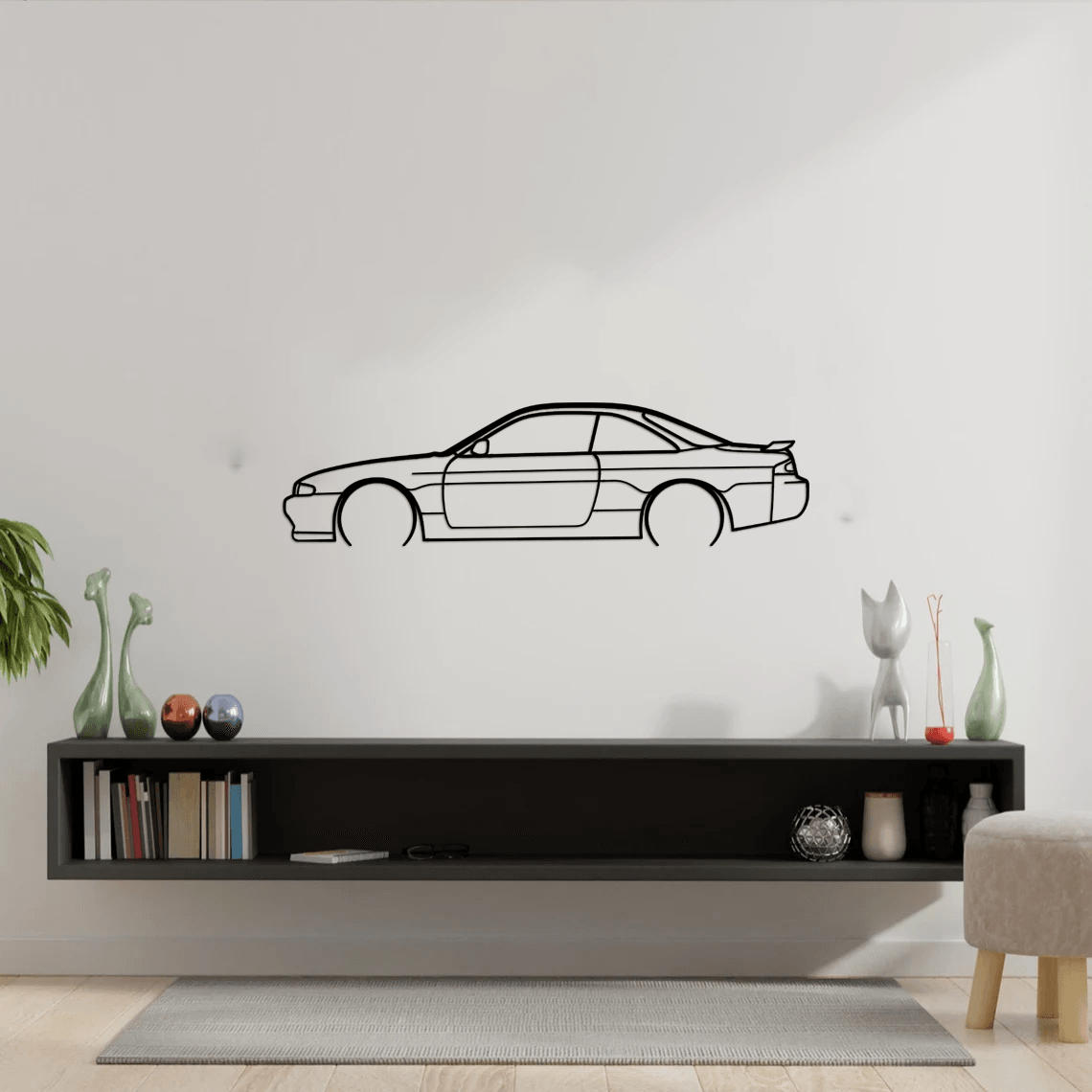 200sx s14 Detailed Silhouette Metal Wall Art