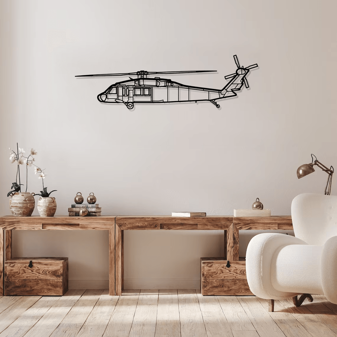 UH-60L Black Hawk Silhouette Metal Wall Art