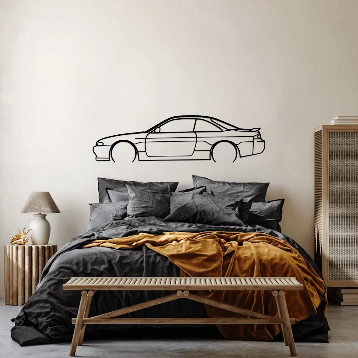 200sx s14 Detailed Silhouette Metal Wall Art