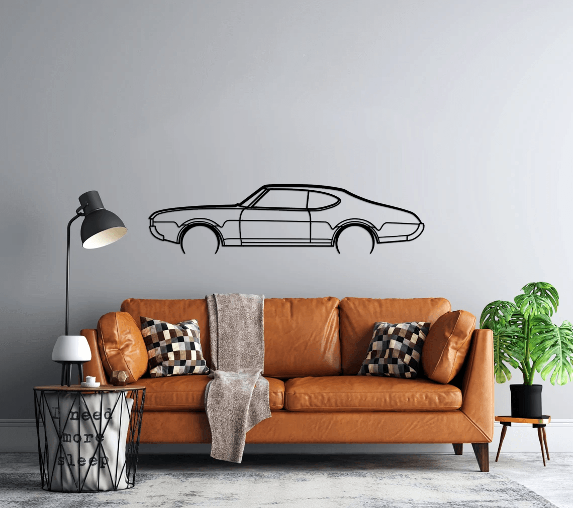 442 Holiday Coupe 1969 Silhouette Metal Wall Art