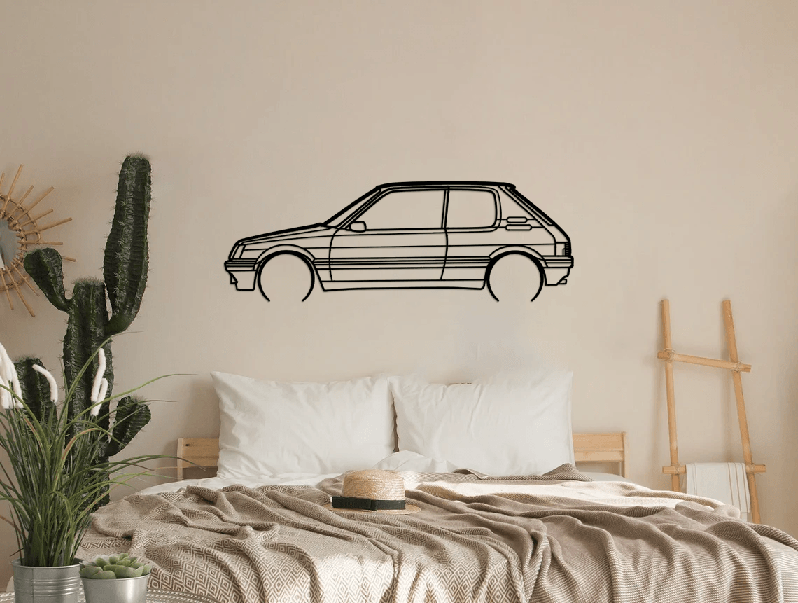 205 GTI Detailed Silhouette Metal Wall Art