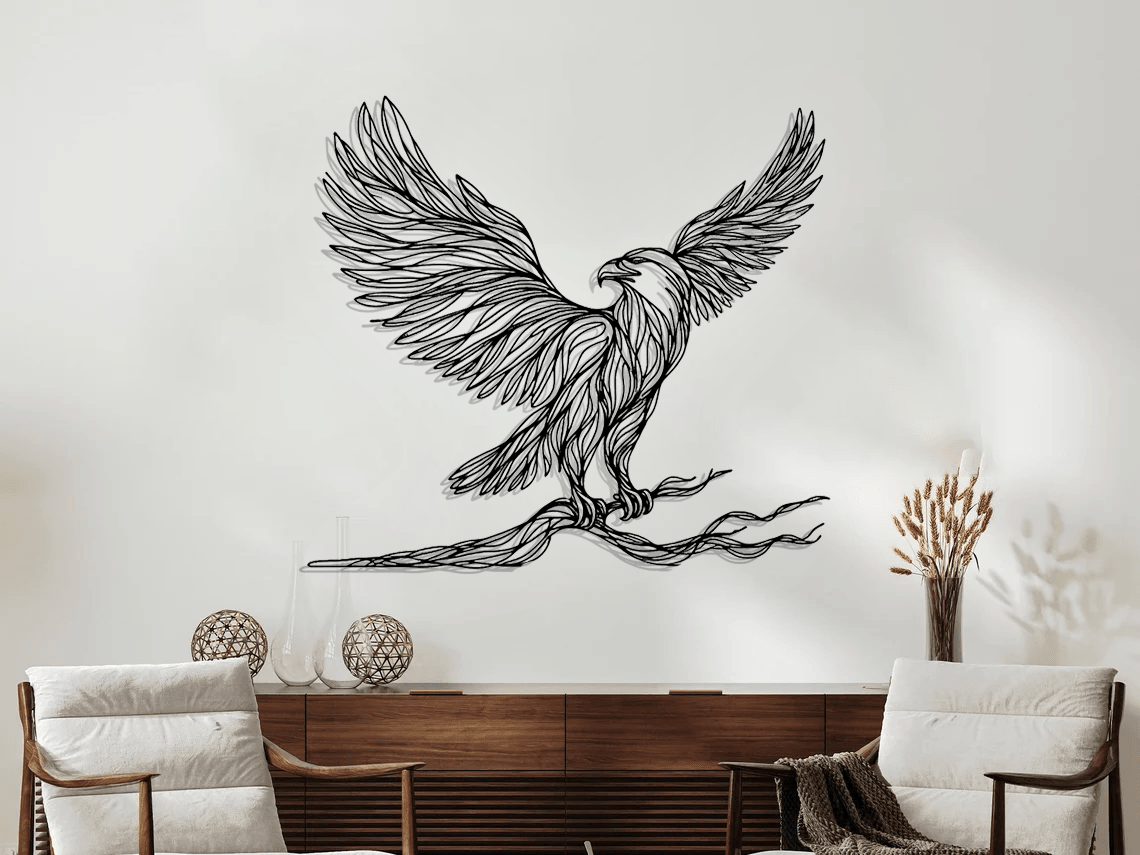 Eagle-Tree Silhouette Metal Wall Art